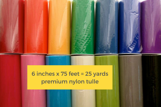 Nylon Tulle Rolls 6 inches x75 Feet (25 Yards) - Choose Colors - wedding tulle, tutu dresses, tutu skirts