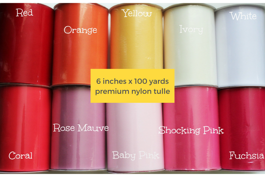 Nylon Tulle Rolls 6x300 Feet (100 Yards) - Choose Colors