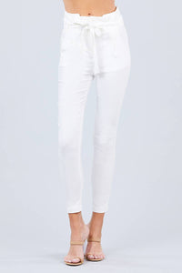 High-Waisted Belted Stretch Pants