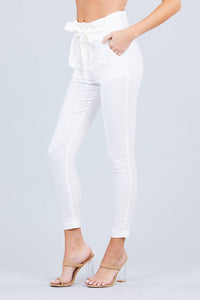 High-Waisted Belted Stretch Pants