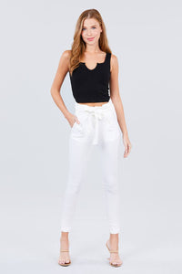 High-Waisted Belted Stretch Pants