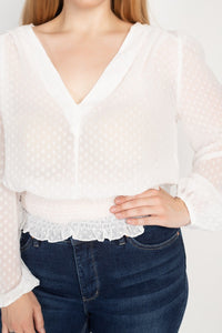 Waist Smoking V-Neck Blouse