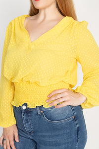 Waist Smoking V-Neck Blouse