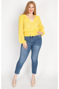 Waist Smoking V-Neck Blouse