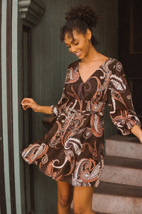 A Woven Mini Dress In Vintage Paisley Print