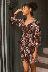 A Woven Mini Dress In Vintage Paisley Print