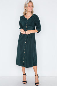 Corduroy Button Down Midi Dress