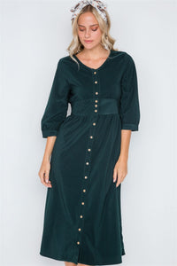 Corduroy Button Down Midi Dress