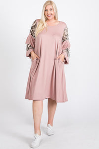 Mixed Ruffle Sleeve With Hidden Pocket A Line Dress