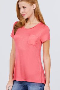 Scoop Neck Top With Pocket