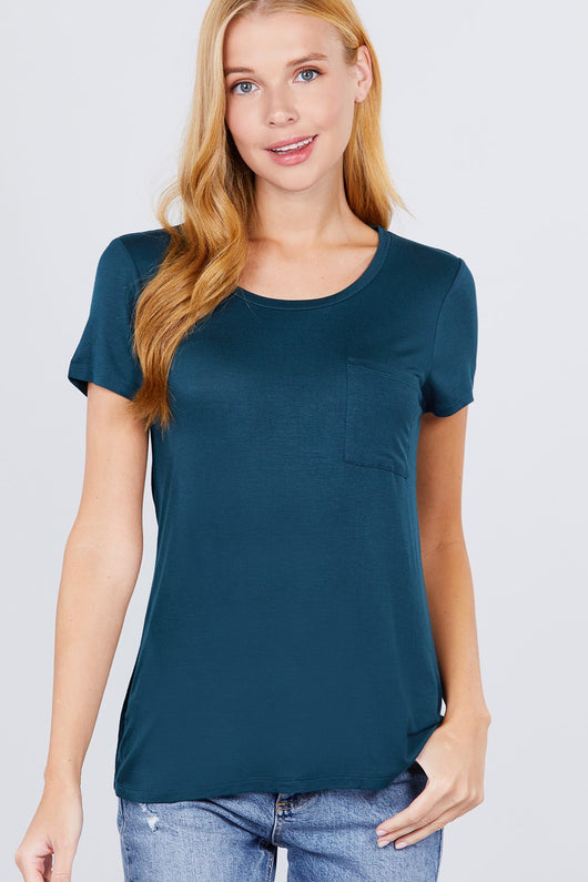 Scoop Neck Top With Pocket