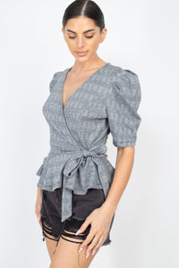 Plaid Front Wrap Design Top