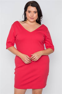 Plus Size Red Back Lace Detail Mini Dress