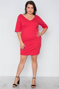 Plus Size Red Back Lace Detail Mini Dress