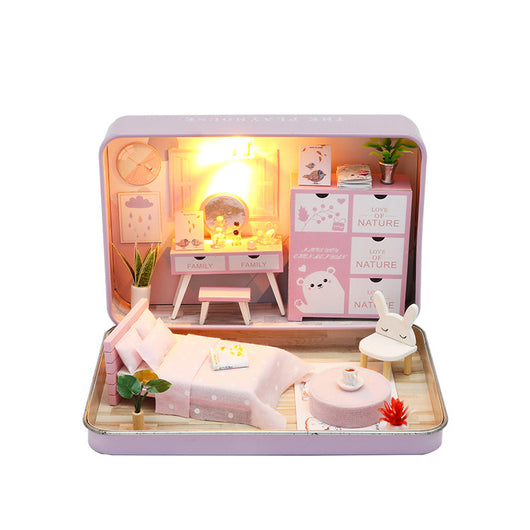 Miniature Dollhouse Kit - Pink Bedroom - Educational Toy