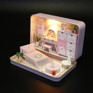 Miniature Dollhouse Kit - Pink Bedroom - Educational Toy